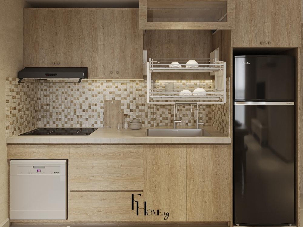 Thiết kế nội thất chung cư phòng bếp phong cách Wabi Sabi – Vinhomes Grand Park 