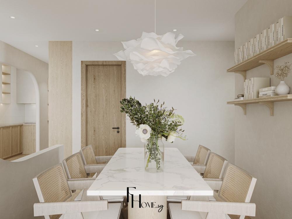 Thiết kế nội thất chung cư phòng khách phong cách Wabi Sabi – Vinhomes Grand Park