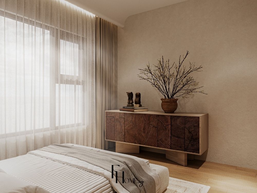 Thiết kế nội thất chung cư phòng ngủ phong cách Wabi Sabi – Vinhomes Grand Park