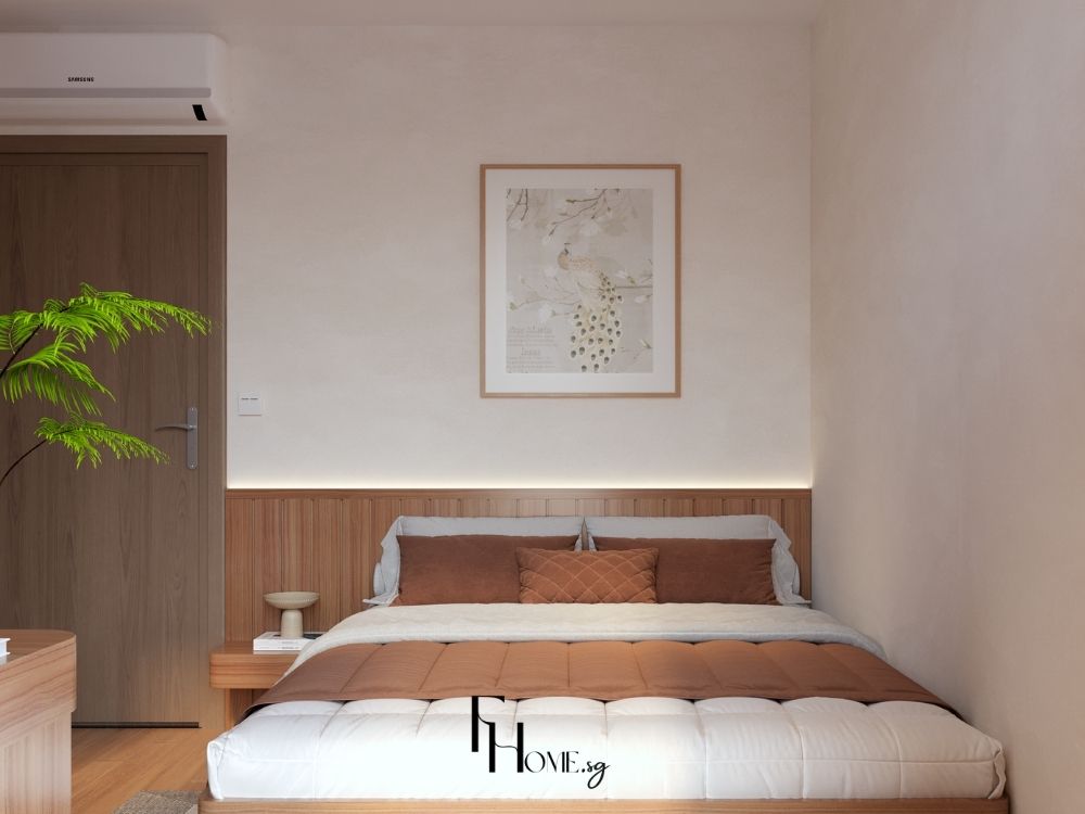 Thiết kế nội thất chung cư phòng ngủ tông màu trắng chủ đạo phong cách Japandi – Vinhomes Grand Park