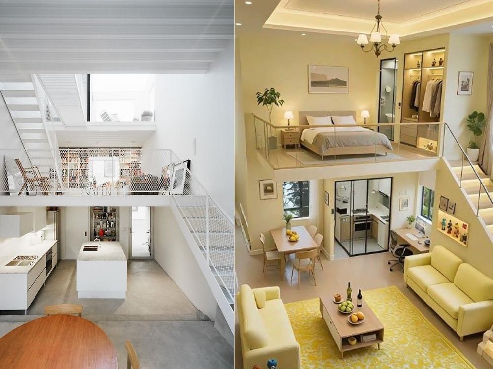 Thiết kế nội thất nhà phố 4x10 có gác lửng theo tông màu sáng như trắng và vàng tạo cảm giác rộng rãi