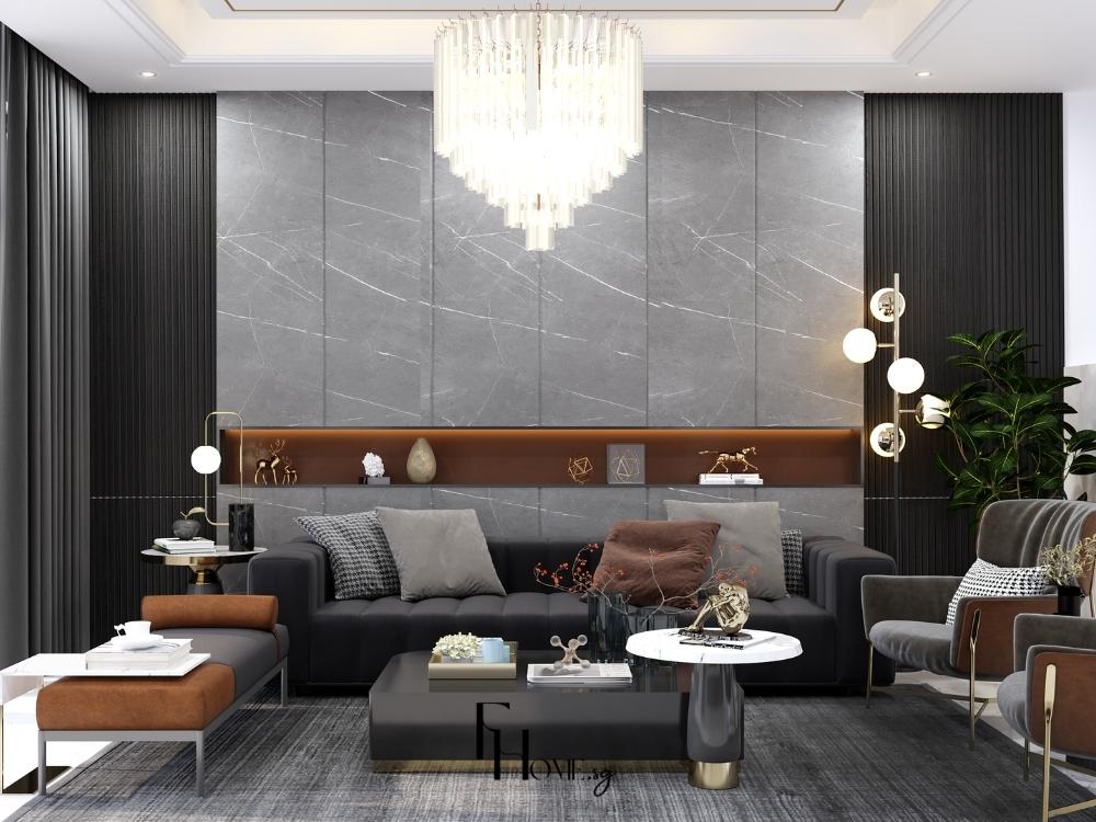 Thiết kế nội thất phòng khách nhà phố 4 tầng