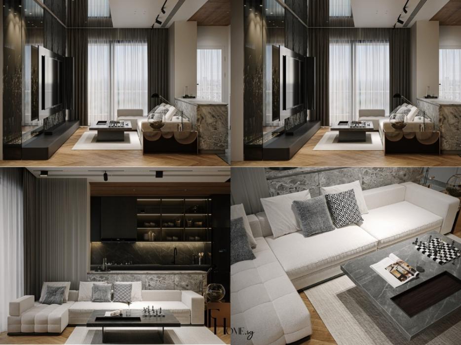 Thiết kế nội thất phòng khách phong cách Luxury với bố cục sang trọng, ánh sáng tinh tế và nội thất cao cấp, tạo không gian đẳng cấp và ấn tượng cho gia chủ