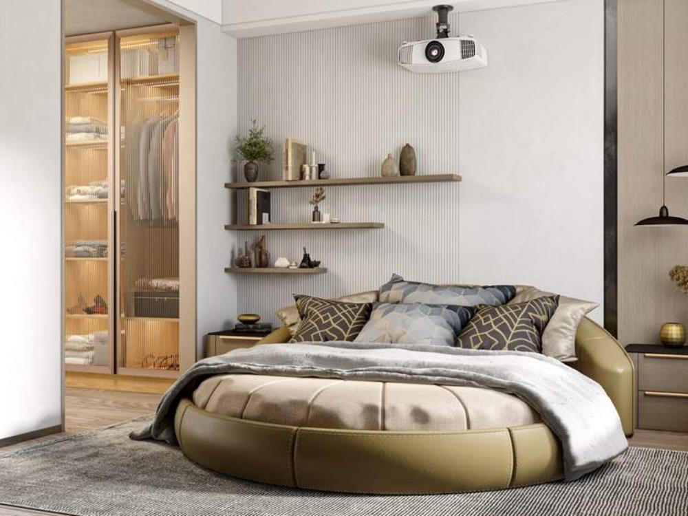 Thiết kế nội thất phòng ngủ 30m² theo phong cách Indochine với đá cẩm thạch Carrara, gỗ mun và kim loại titan