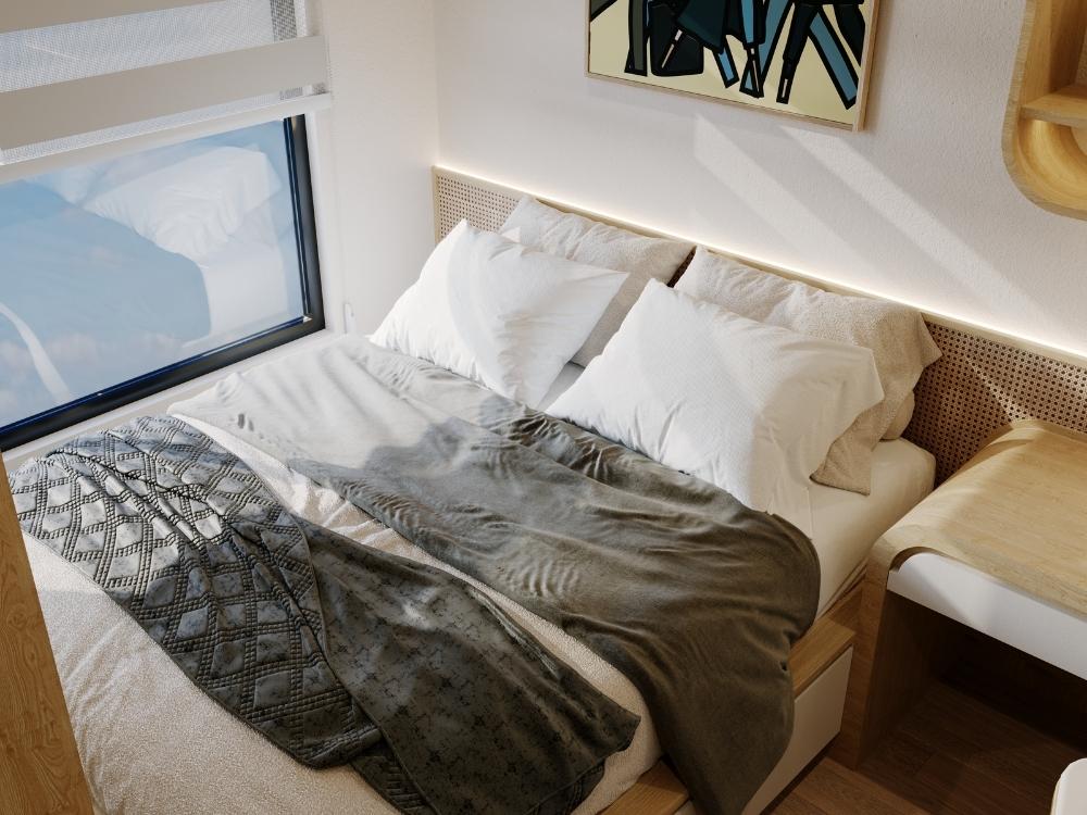 Thiết kế nội thất phòng ngủ cho bé trai kết hợp bảng màu xanh dương, xanh lá và gỗ tự nhiên