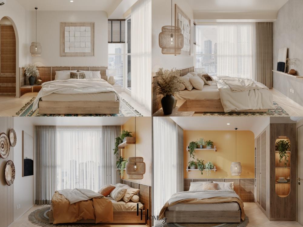 Thiết kế nội thất phòng ngủ phong cách Bohemian với màu sắc rực rỡ, bố cục ngẫu hứng và lớp textile đa dạng