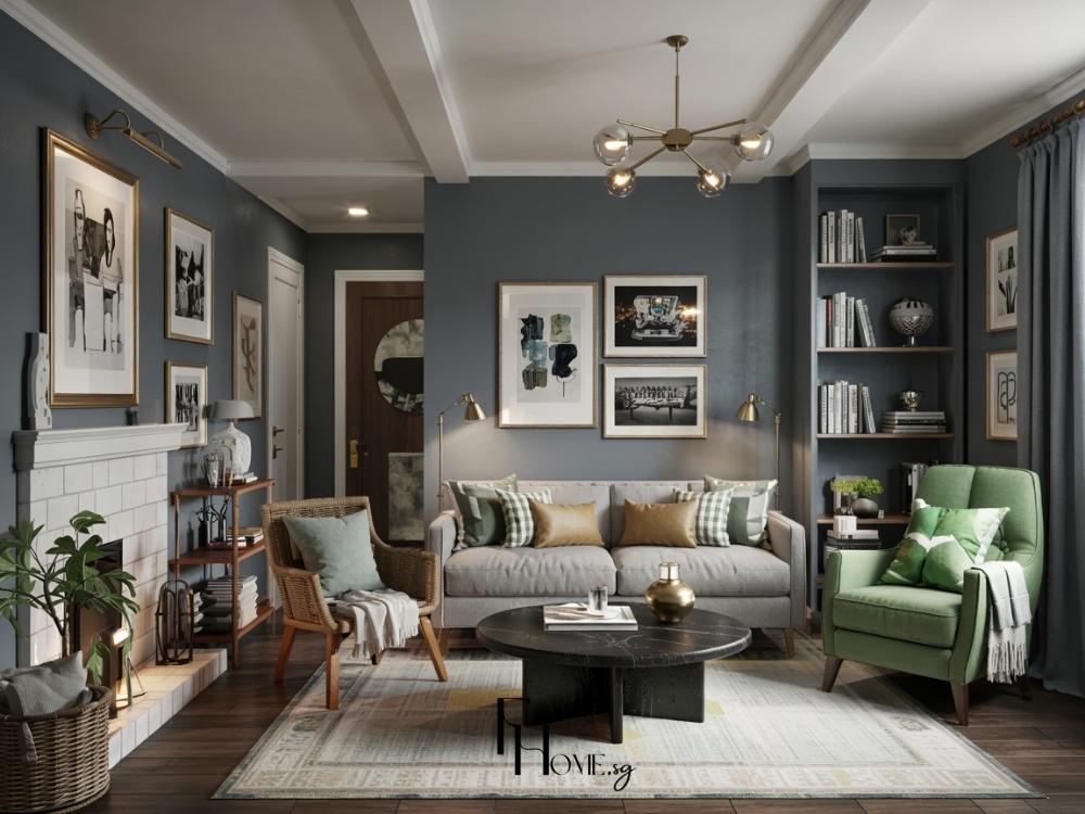 Thiết kế phòng khách nhà phố cá tính với đồ nội thất độc đáo, thể hiện bản sắc gia chủ và không gian sống sáng tạo