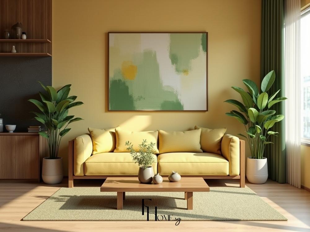 Thiết kế phòng khách với yếu tố phong thủy, sử dụng màu sắc hợp mệnh gia chủ và cây xanh đặt đúng vị trí