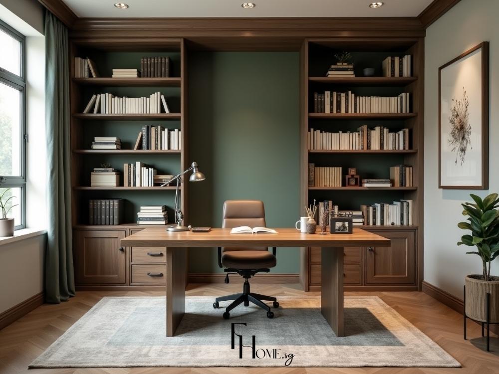 Thiết kế phòng làm việc nhà phố với bàn làm việc gần cửa sổ