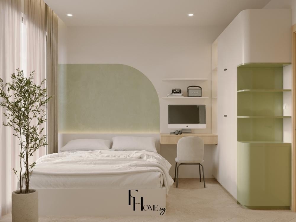 Thiết kế phòng ngủ mộc mạc với vân gỗ và giấy Washi, kết hợp ánh sáng dịu nhẹ tạo nên sự an yên