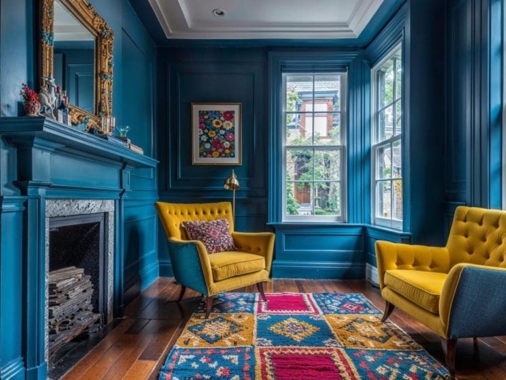 Thiết kế phòng phong cách Colour Block sử dụng màu sắc đơn sắc nổi bật, tạo điểm nhấn sống động và phong cách trẻ trung