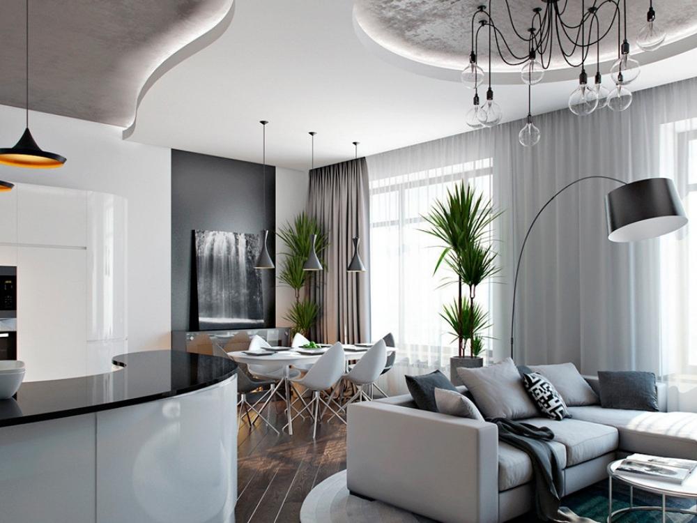 Thiết kế phòng phong cách Hi-tech sử dụng thiết bị thông minh và bề mặt kim loại bóng bẩy, mang lại vẻ sang trọng, hiện đại và tương lai