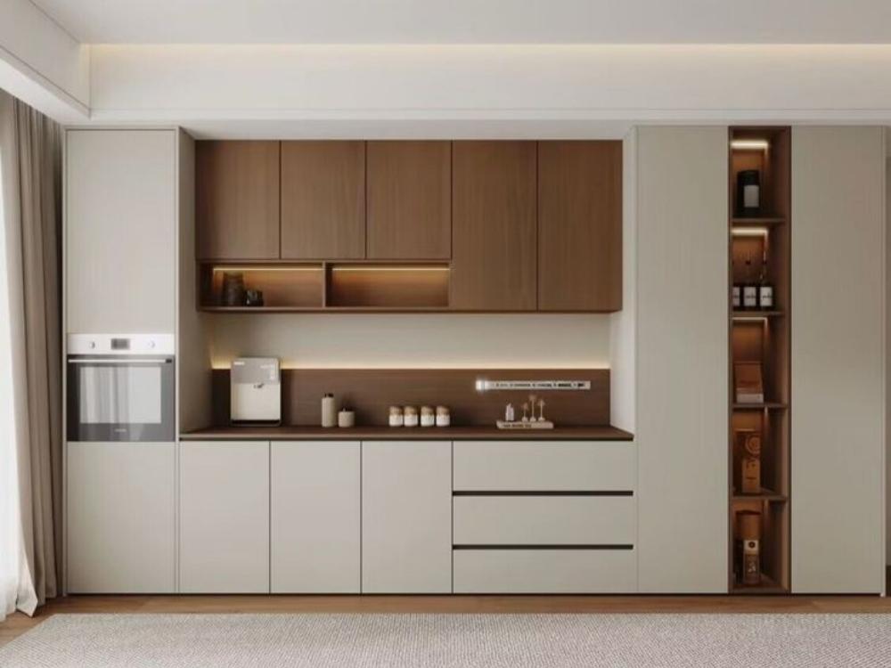 Thiết kế tủ bếp chữ i cho căn hộ chung cư nhỏ gọn