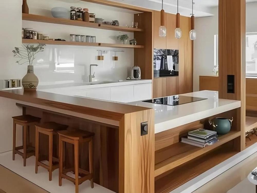 Tủ bếp di động có đảo bếp nhỏ, mang lại không gian lưu trữ và tiện ích cho người nội trợ