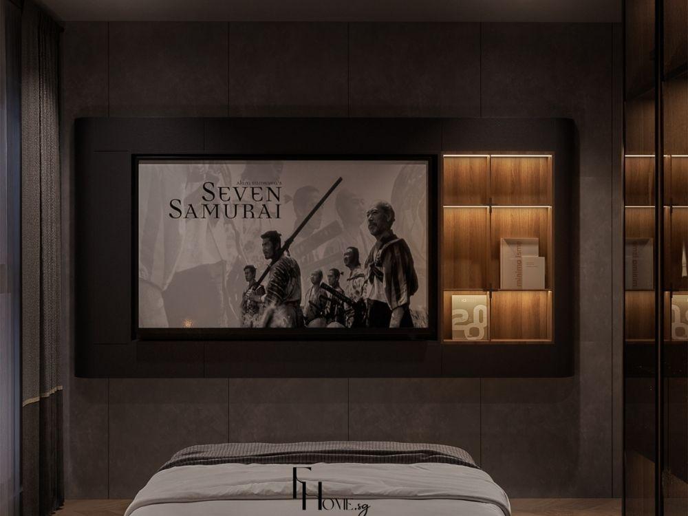 Tủ kịch trần và kệ đa năng giúp tối ưu không gian lưu trữ trong phòng ngủ nhỏ