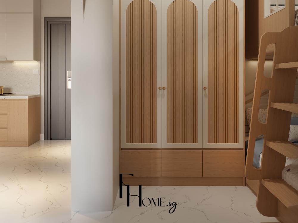 Tủ phong cách Nhật Bản được thiết kế âm tường với đường nét tối giản