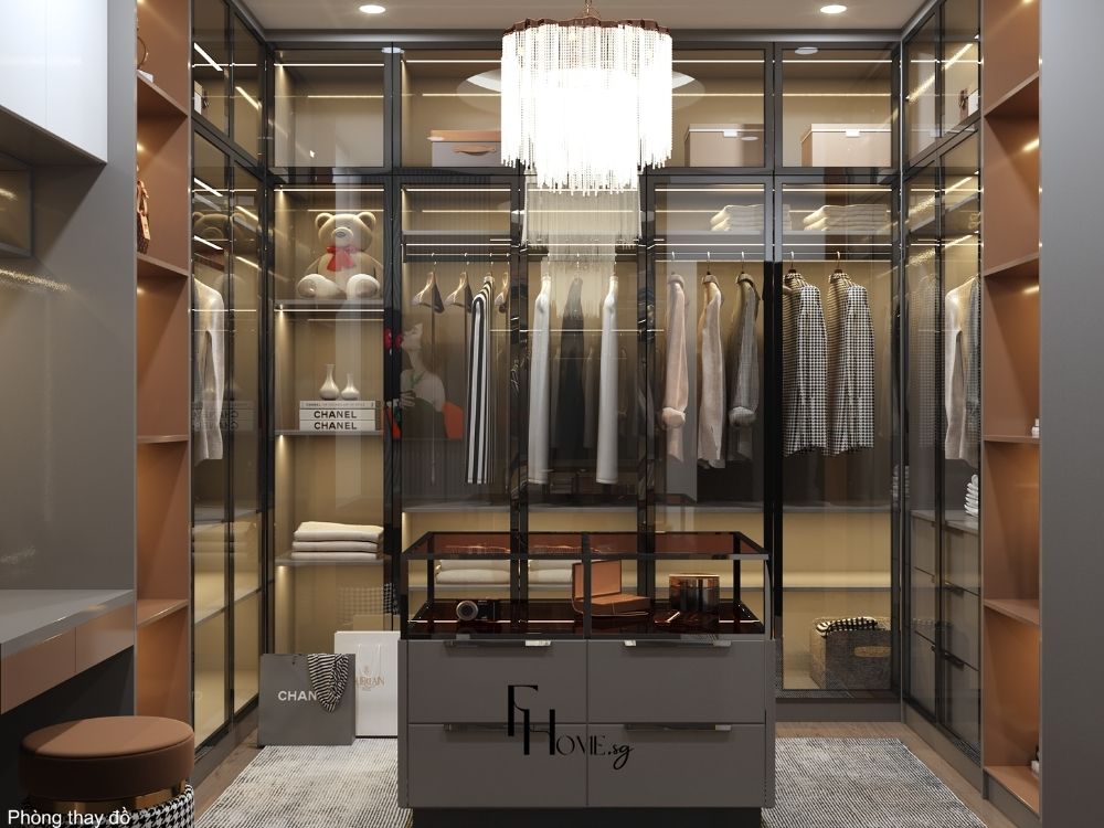 Tủ quần áo với thiết kế cửa bóng tạo cảm giác sáng hơn