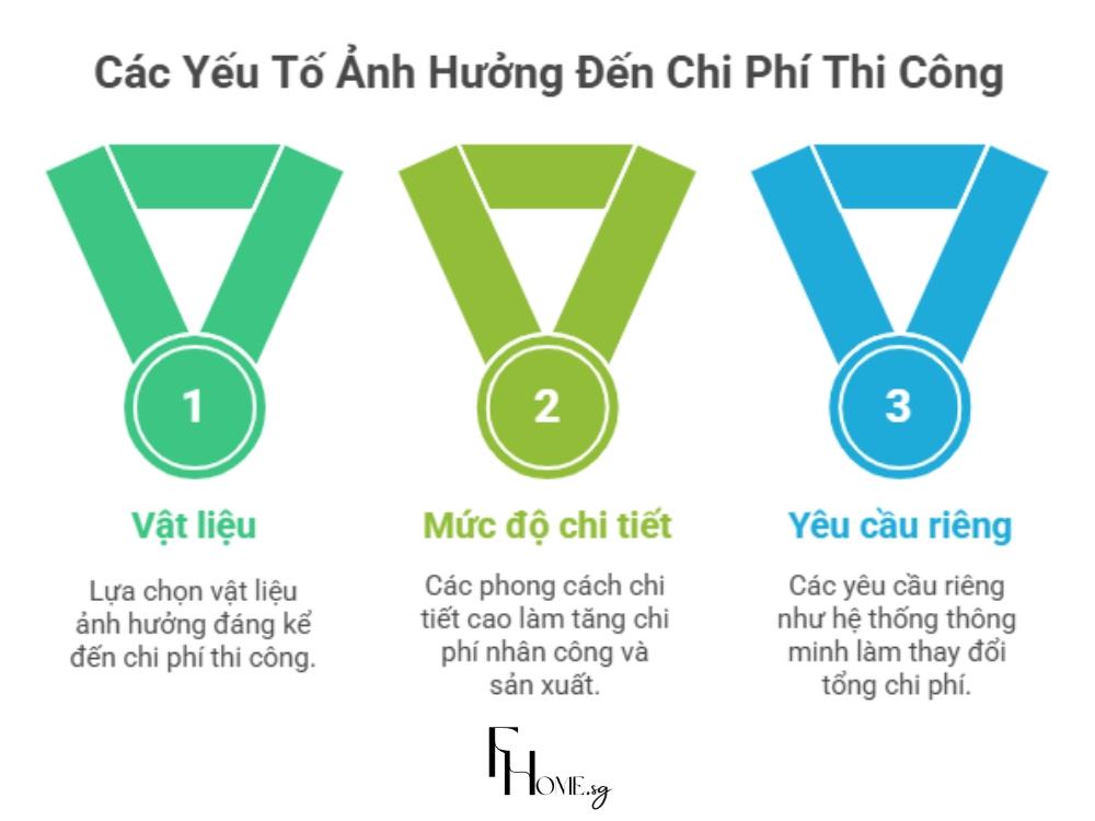 Vật liệu, mức độ chi tiết và yêu cầu riêng ảnh hưởng đến chi phí thi công