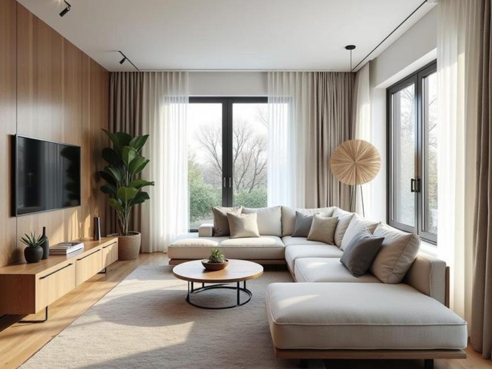 Phòng khách phong cách Scandinavian tông màu trắng xám chủ đạo