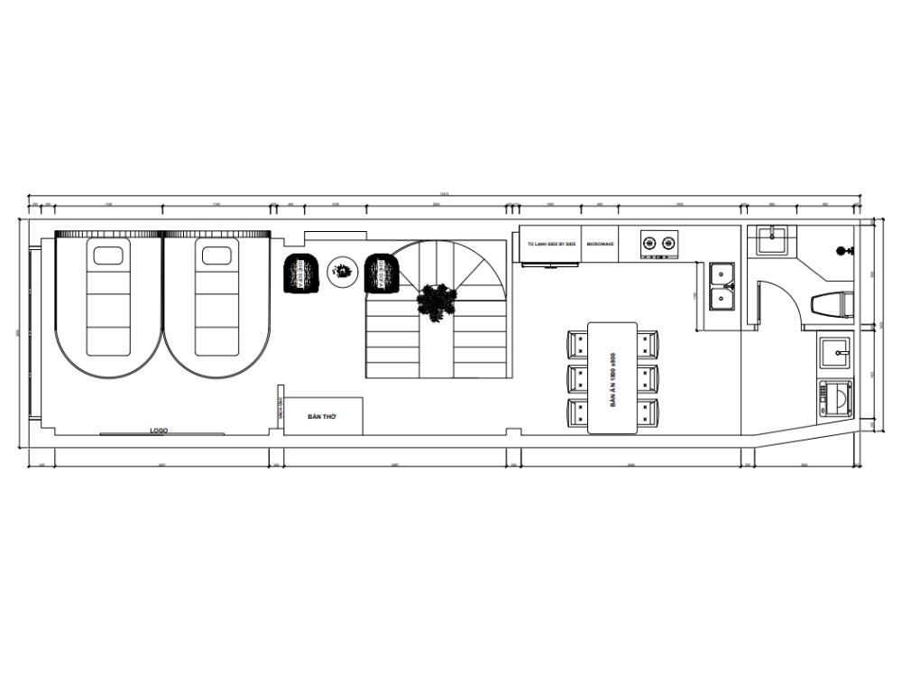 Mô hinh thiết kế và thi công nhà phố 1 trệt 1 lầu (Spa) – 96m² – Phong cách Wabi Sabi