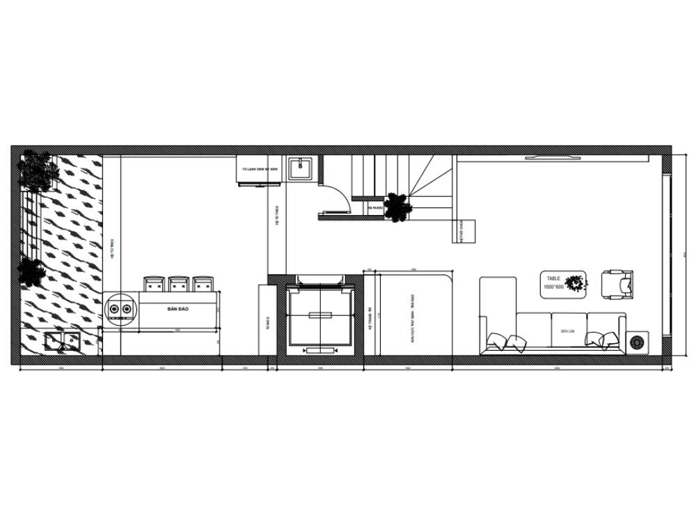 Mô hình thiết kế tầng trệt nhà phố - 65m2 sàn - Phong cách hiện đại