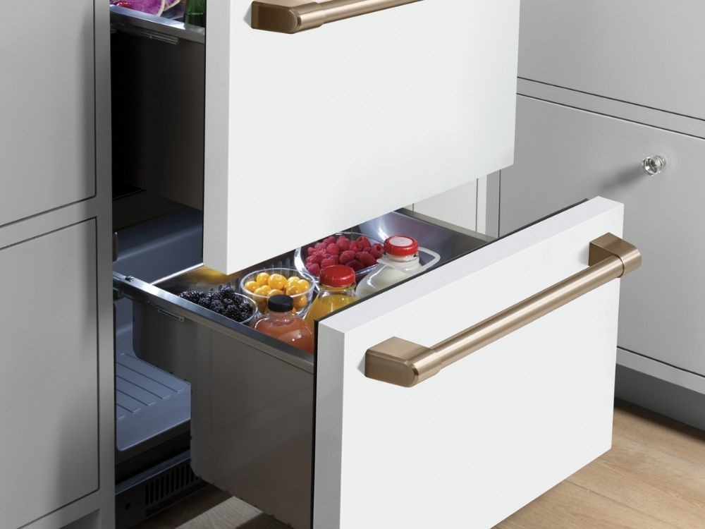 Ngăn kéo tủ bếp dạng tủ lạnh mini lưu trữ trái cây và đồ uống mát