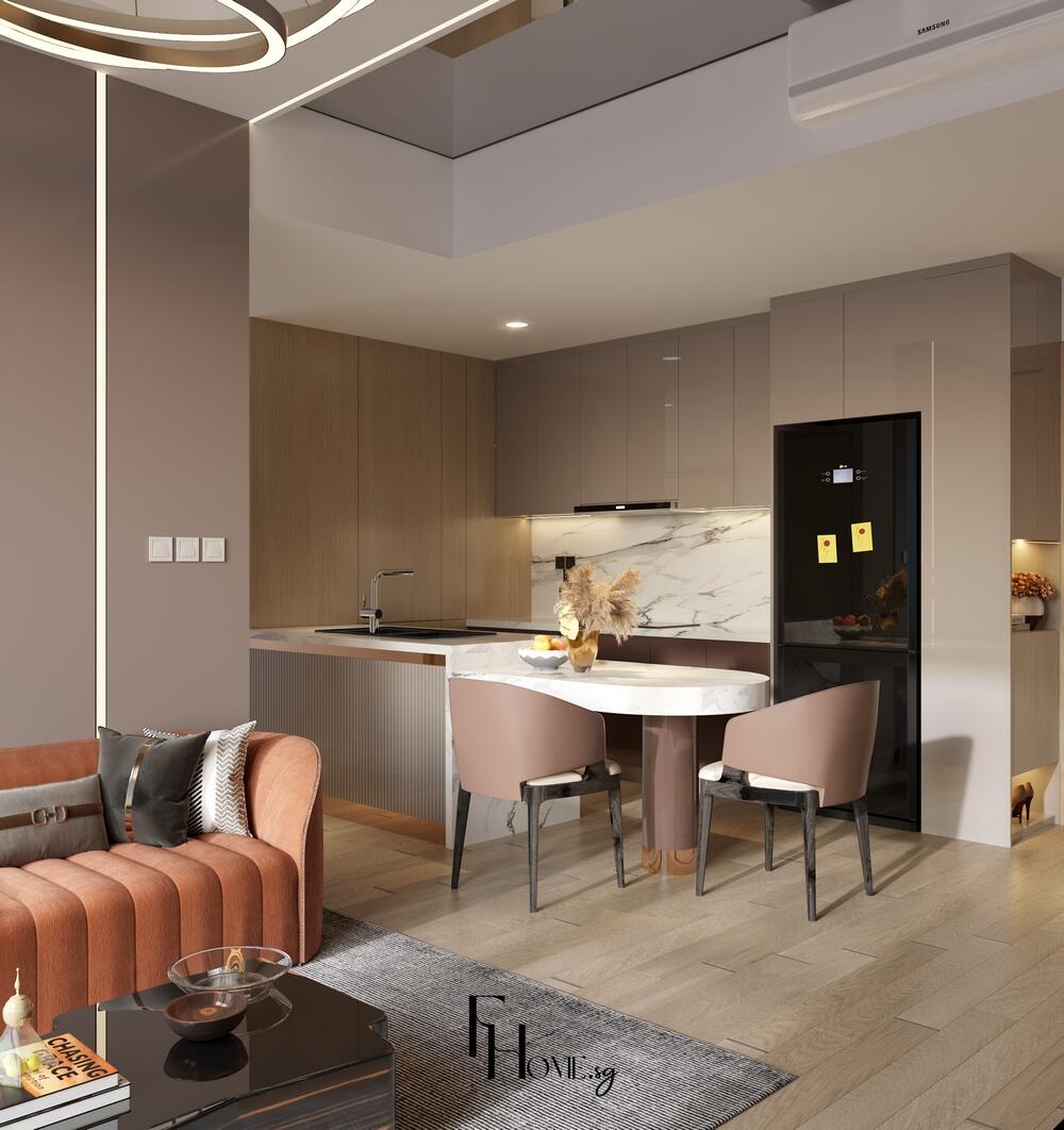 Phòng bếp căn hộ Lumiere Boulevard 54m2 phong cách hiện đại view 1