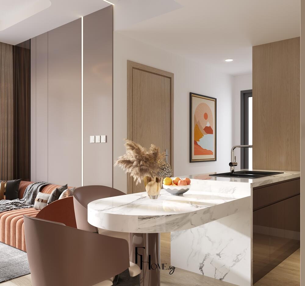 Phòng bếp căn hộ Lumiere Boulevard 54m2 phong cách hiện đại view 2