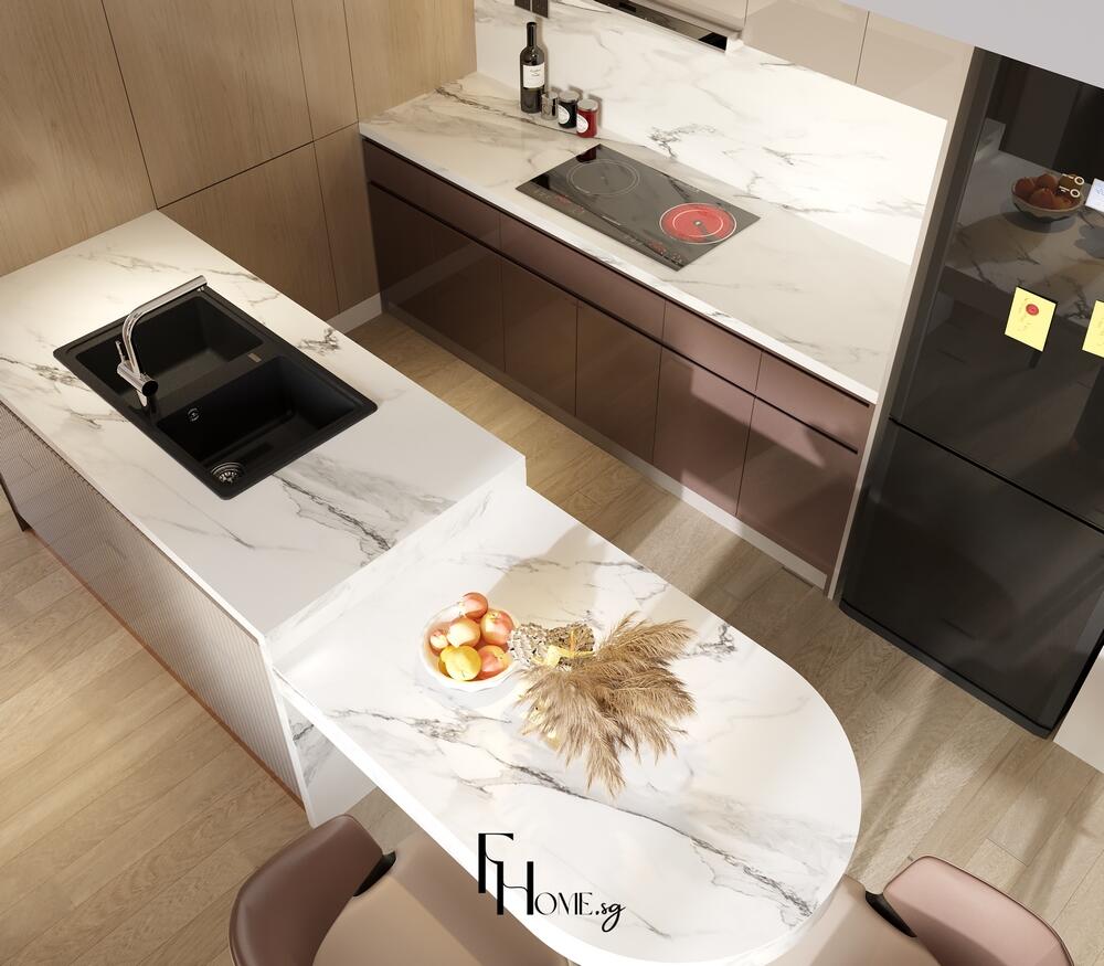 Phòng bếp căn hộ Lumiere Boulevard 54m2 phong cách hiện đại view 3