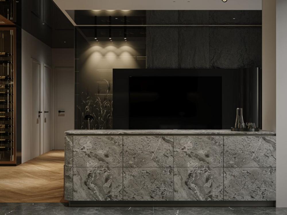 phong cách hiện đại luxury góc bếp đảo