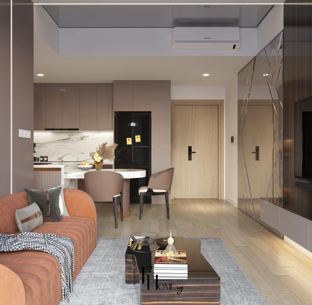 Phòng khách căn hộ Lumiere Boulevard 54m2 phong cách hiện đại view 1