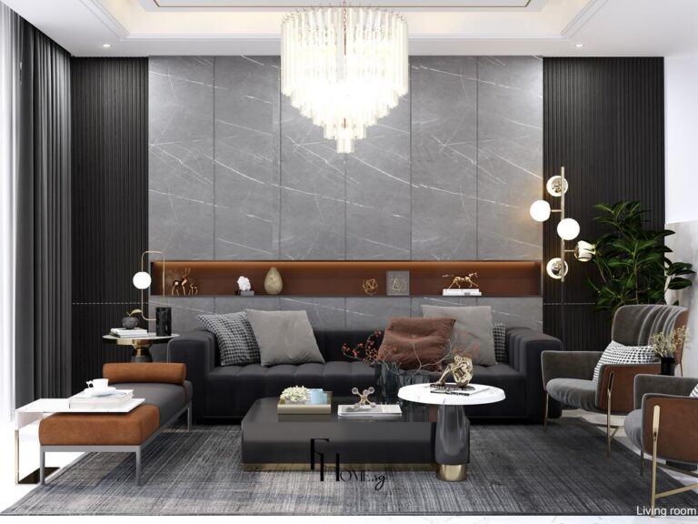 Phòng khách nhà phố quận 9 60m2 phong cách hiện đại view 2