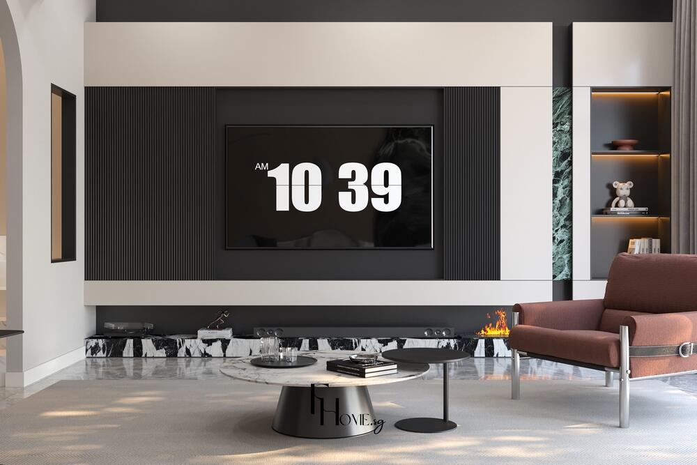 Phòng khách nhà phố quận 9 65m2 phong cách hiện đại view 2