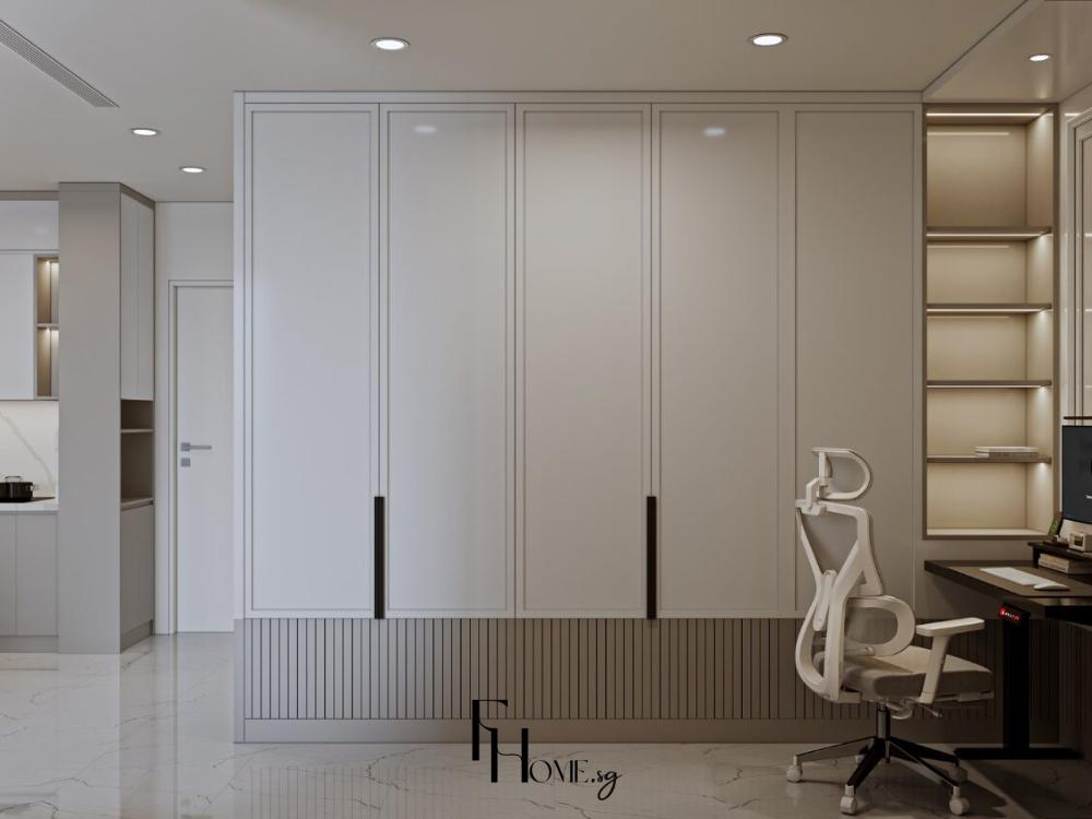 phòng khách phong cách tân cổ điển góc làm việc