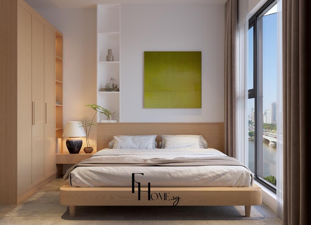 Phòng ngủ căn hộ Lumiere Boulevard 54m2 phong cách Japandi view 1