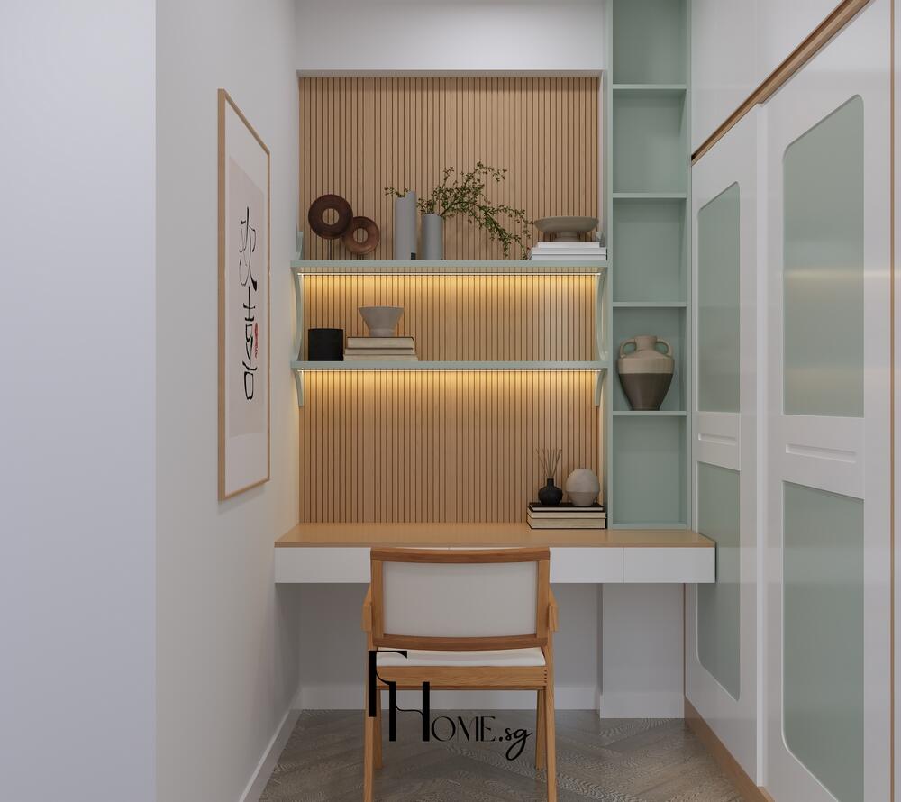 Phòng ngủ căn hộ Lumiere Boulevard 54m2 phong cách Japandi view 3