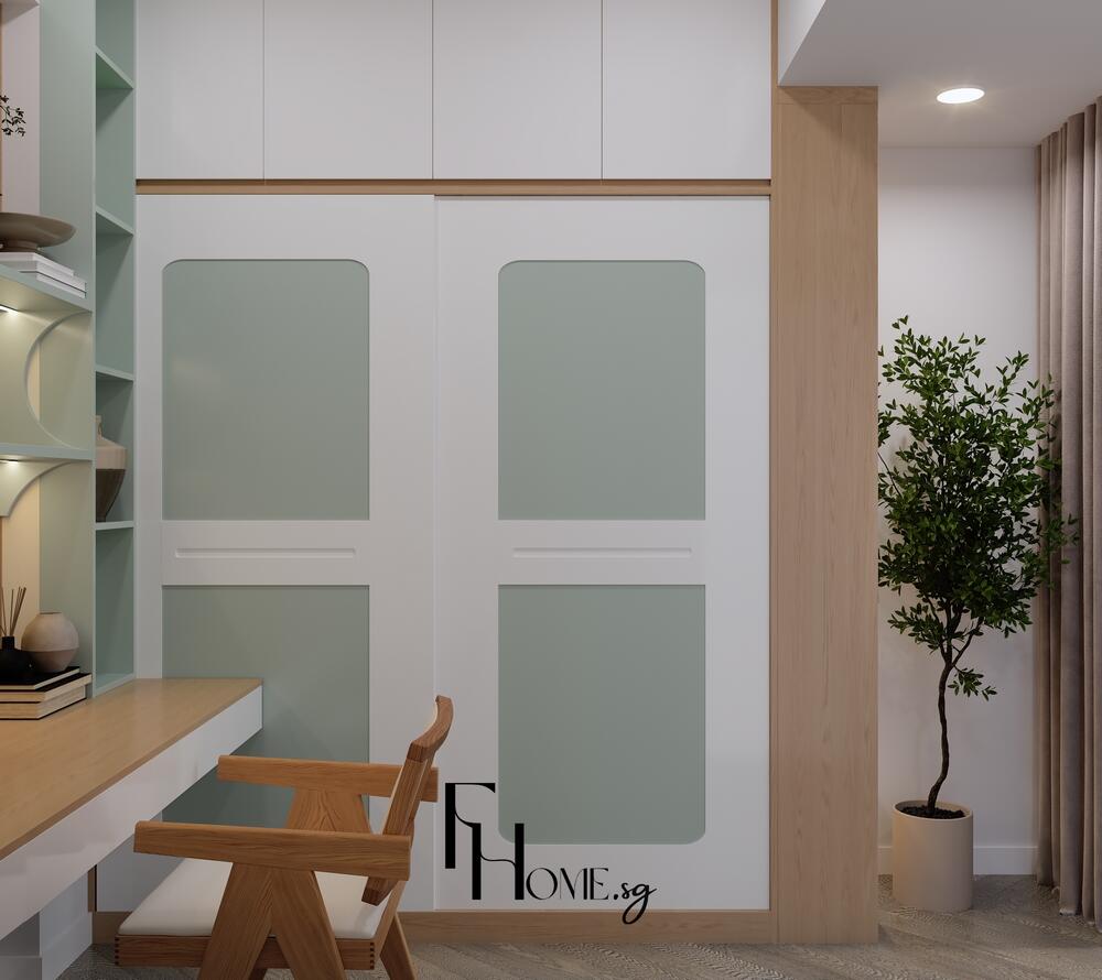 Phòng ngủ căn hộ Lumiere Boulevard 54m2 phong cách Japandi view 4