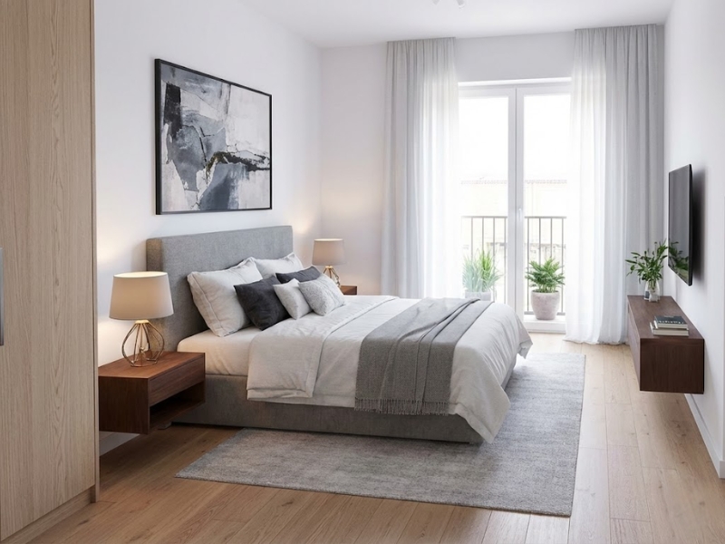 Phòng ngủ thứ nhất của chung cư 75m2 2 phòng ngủ