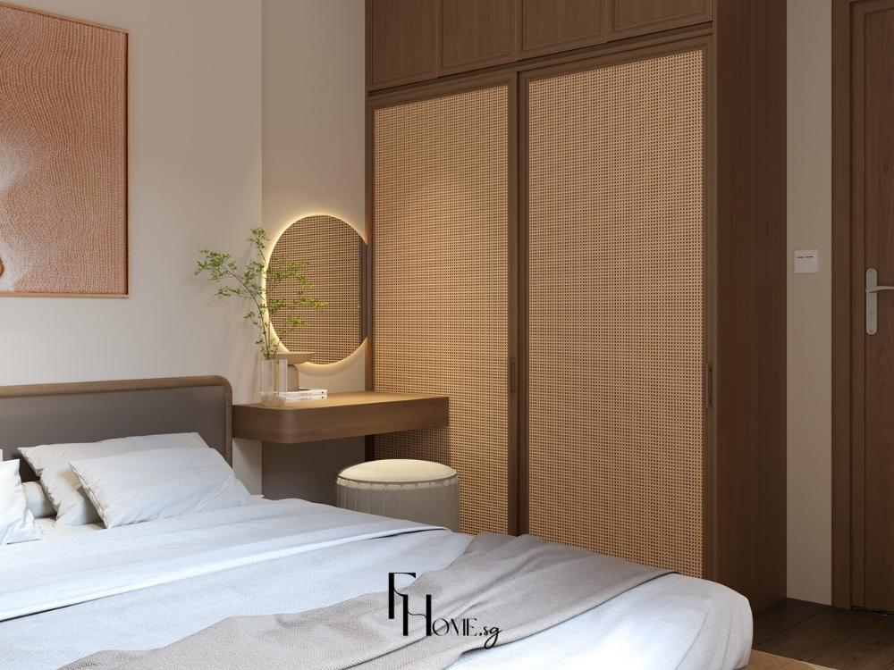 Phong ngủ với tông màu gỗ tự nhiên