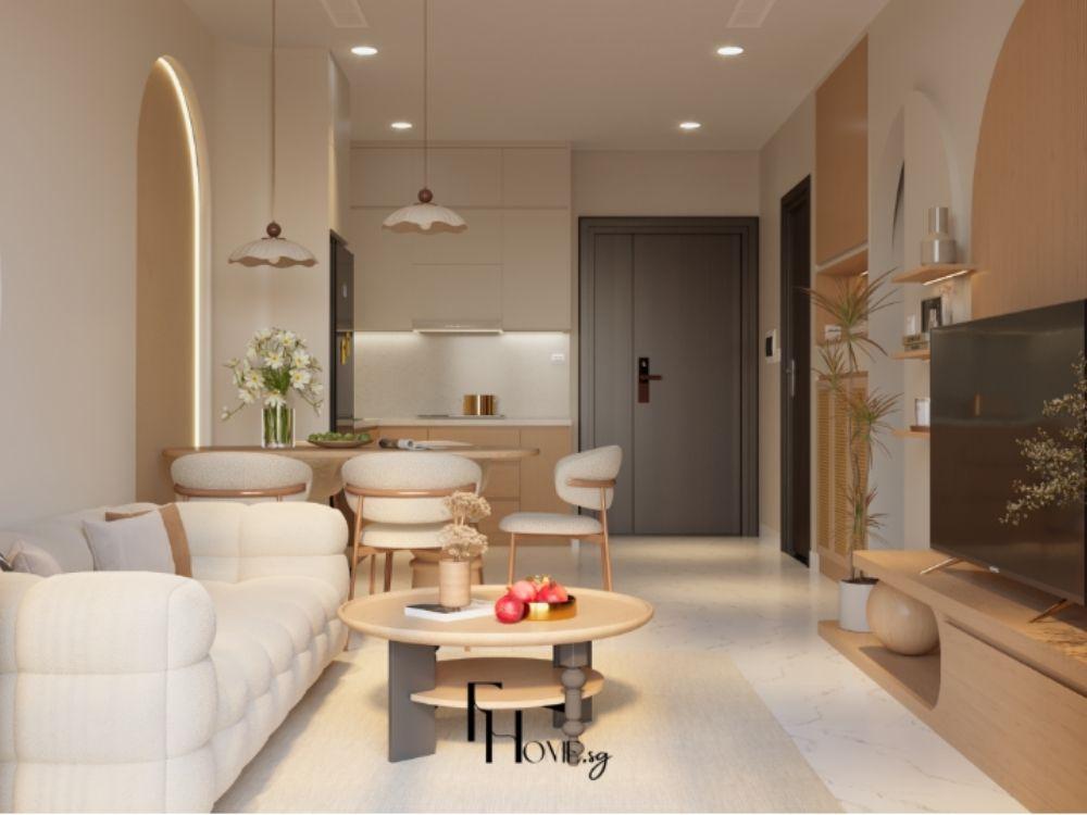 Phòng bếp liên thông phòng khách