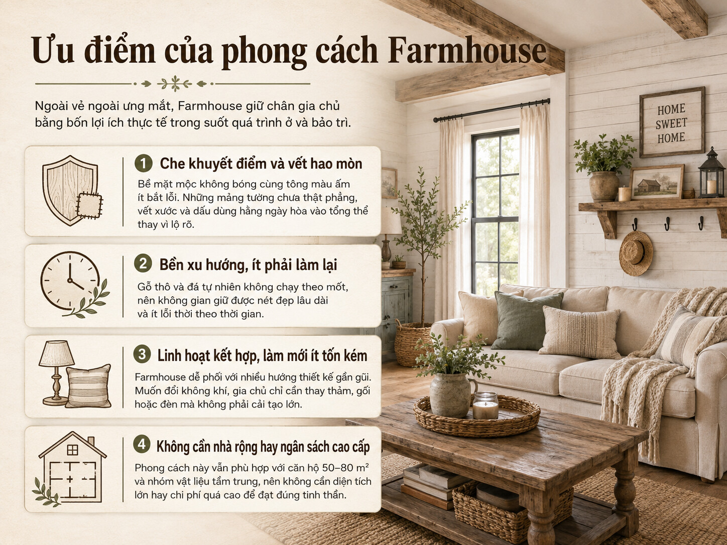 ưu điểm của phong cách nội thất Farmhouse