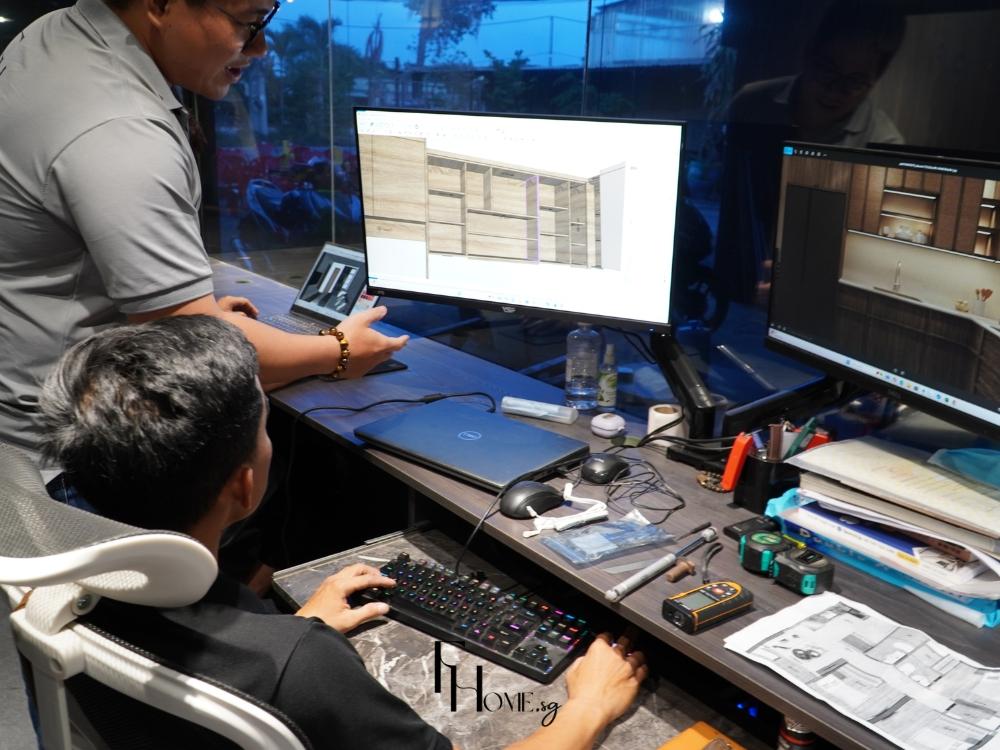 Đội ngũ thiết kế FHome.sg lên bản vẽ kỹ thuật 2D chi tiết với đầy đủ thông số kỹ thuật