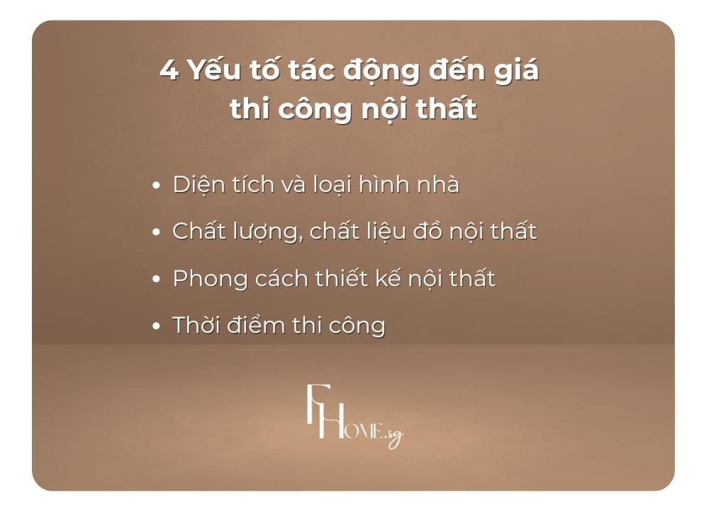 4 Yếu tố tác động đến giá thi công nội thất