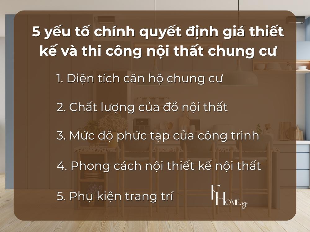 5 yếu tố chính quyết định báo giá thiết kế và thi công nội thất chung cư