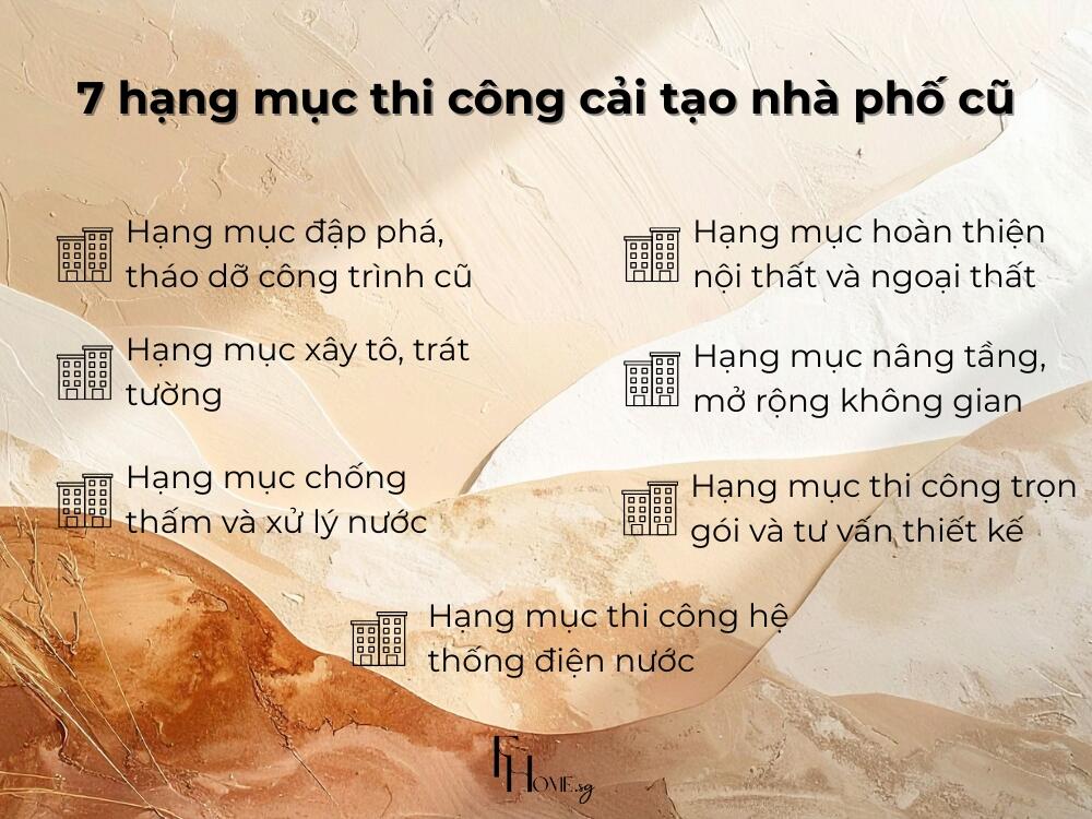 7 hạng mục thi công cải tạo nhà phố cũ