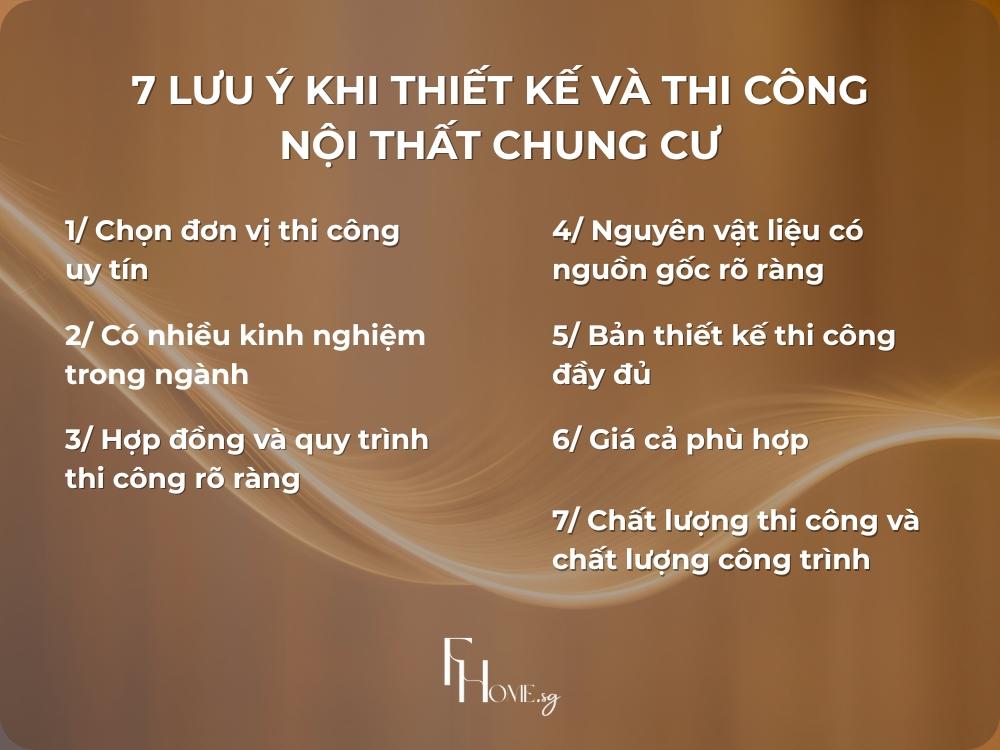 7 Lưu ý khi thiết kế và thi công nội thất chung cư mà bạn nên biết