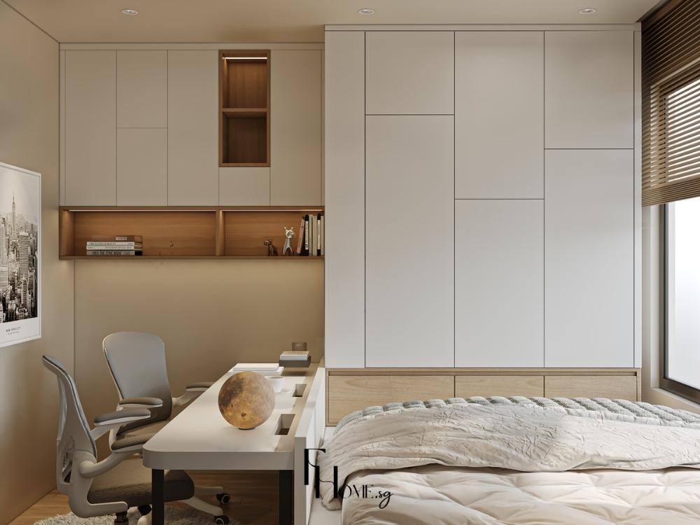 Bàn học thiết kế ergonomic giúp bé ngồi đúng tư thế, khoảng cách từ mắt đến bàn đảm bảo an toàn cho thị lực