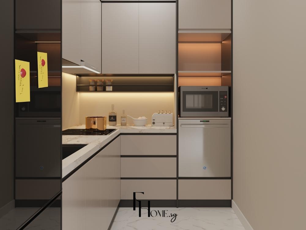 Bếp từ, tủ lạnh và hệ thống chiếu sáng tự động mang lại trải nghiệm nấu nướng tiện nghi, hiện đại