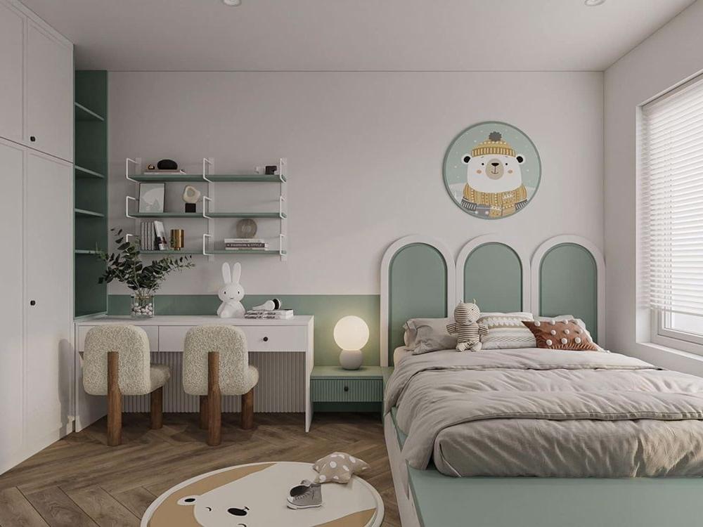 Chọn màu sắc tươi sáng và nhẹ nhàng như pastel, be hoặc xanh mint giúp tạo không gian dễ chịu cho bé