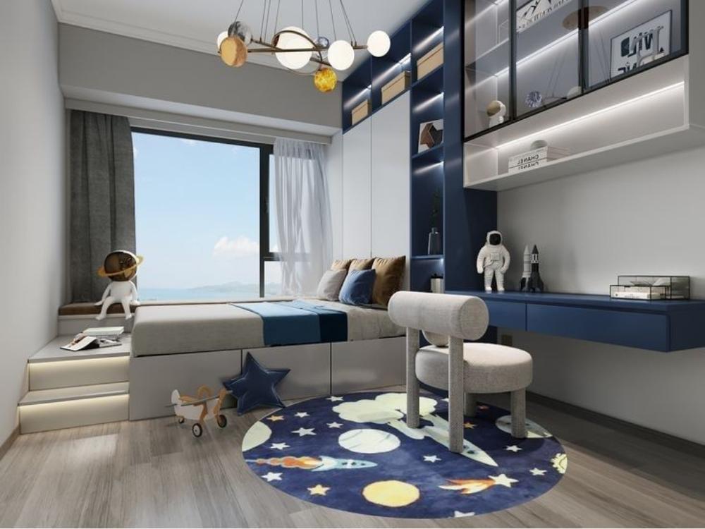 Đặt giường hợp phong thủy, tránh gần cửa chính, sát cửa sổ hoặc dưới góc nhọn để đảm bảo an toàn cho trẻ